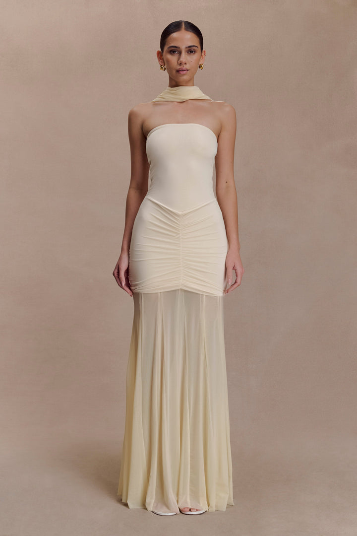 Caspian Off Shoulder Mesh Maxi Dress