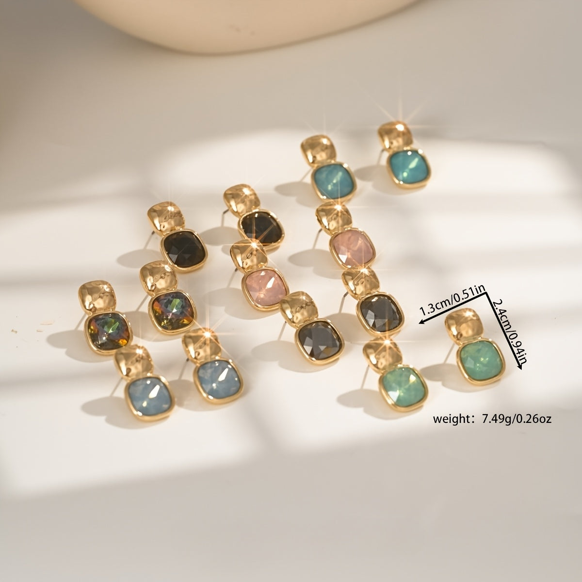 Women's Geometric Square Drop Earrings | Gold-Tone Statement Jelly Earrings
