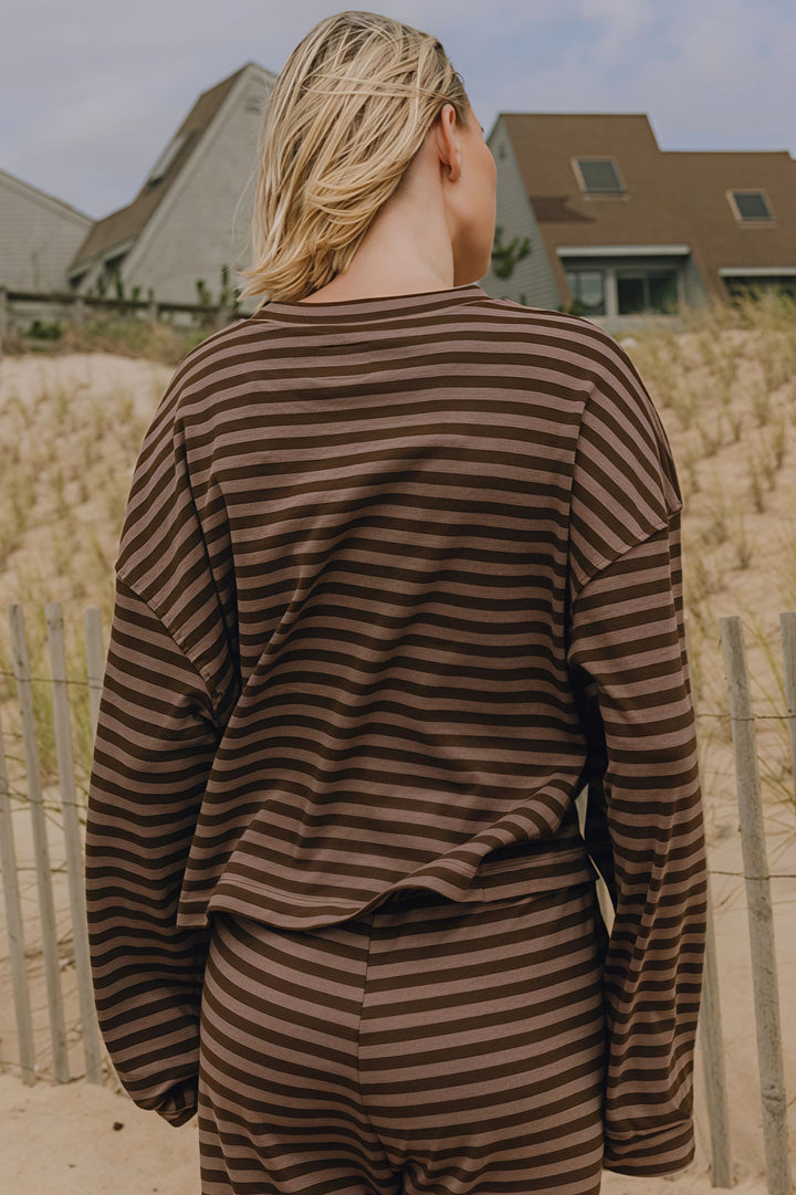 Duttini | Stripe Crewneck Drawstring Two Piece Set