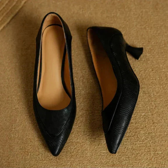 Women's Pointed Toe Kitten Heel Pumps | Slip On Mid Heel Shoes