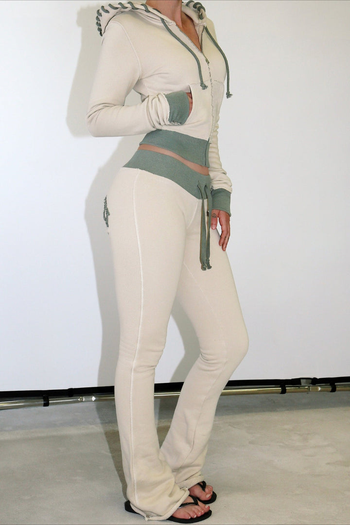 Duttini | Cropped Hooded Cardigan Two Piece Set