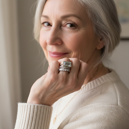 Women's Vintage Turquoise Stackable Ring Set | Silver-Tone Boho Rings