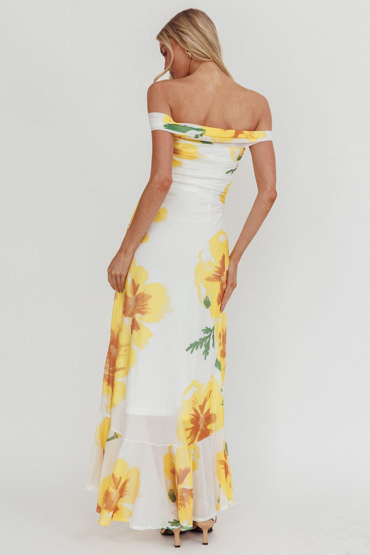 Moonlit Off Shoulder Maxi Dress Yellow