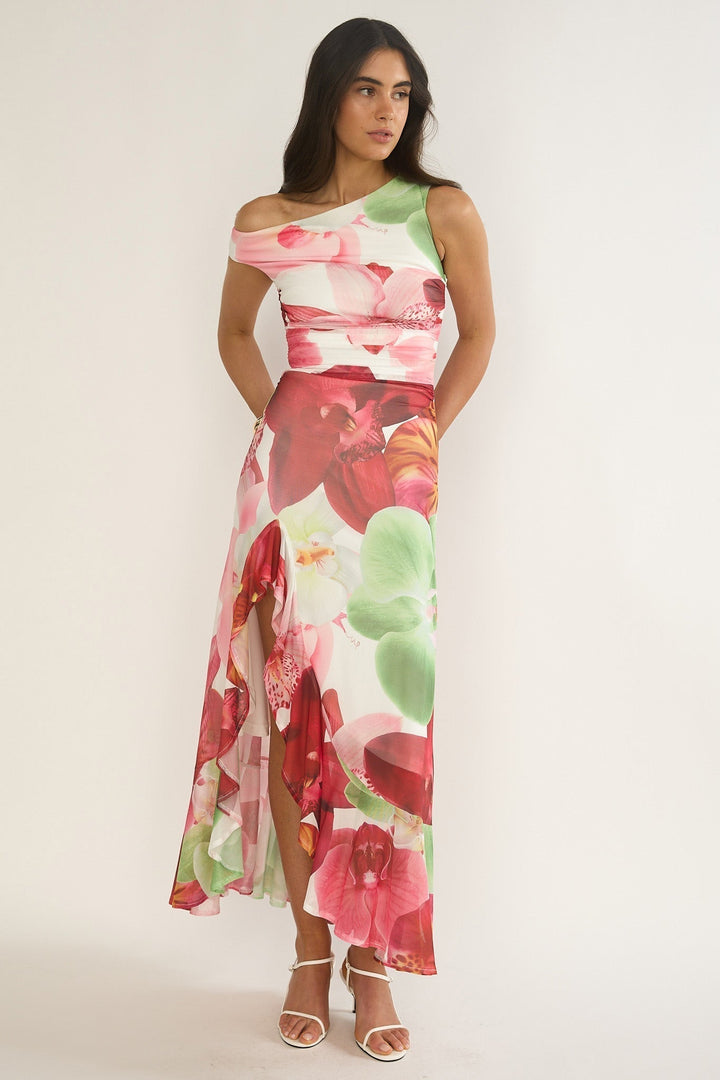 Moonlit Neckline Maxi Dress Floral