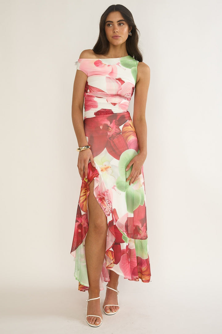 Moonlit Neckline Maxi Dress Floral