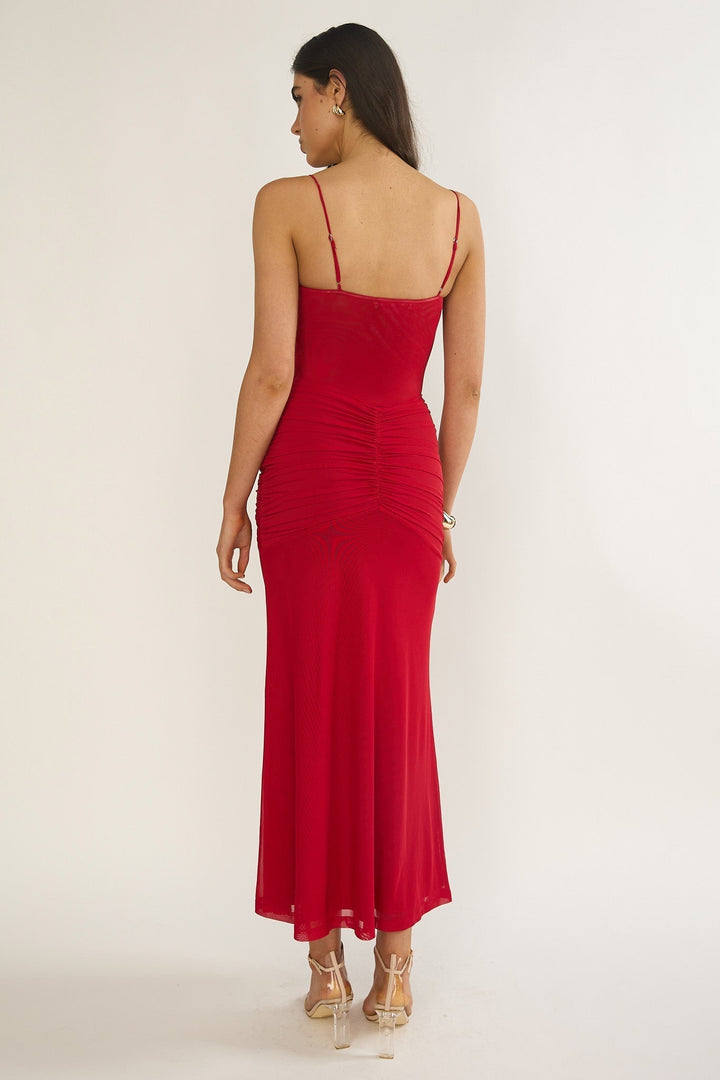 Serenella Lace Maxi Dress Red