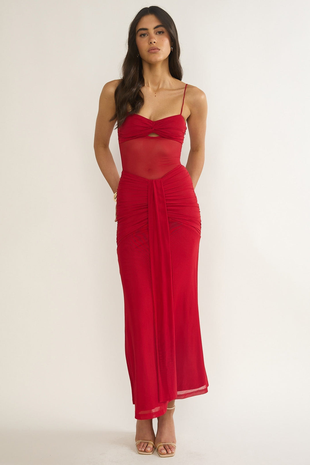 Serenella Lace Maxi Dress Red