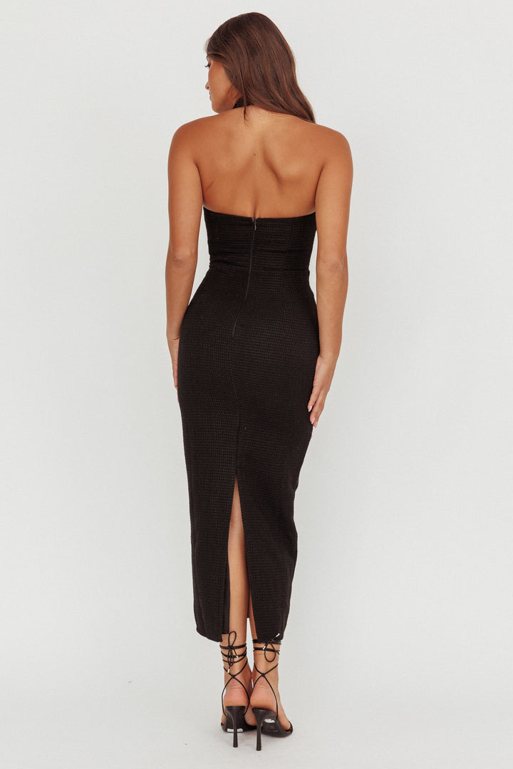 Tweedia Halter Midi Dress Black