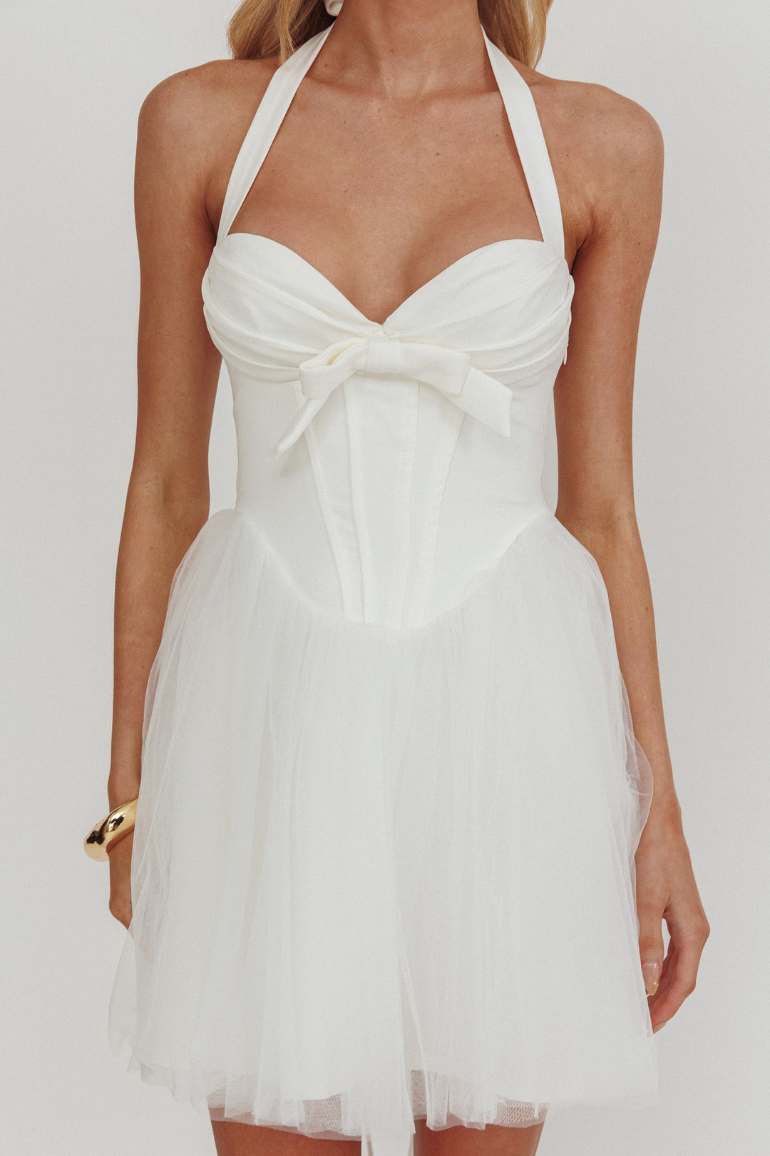 Princessa Halter Mini Dress White