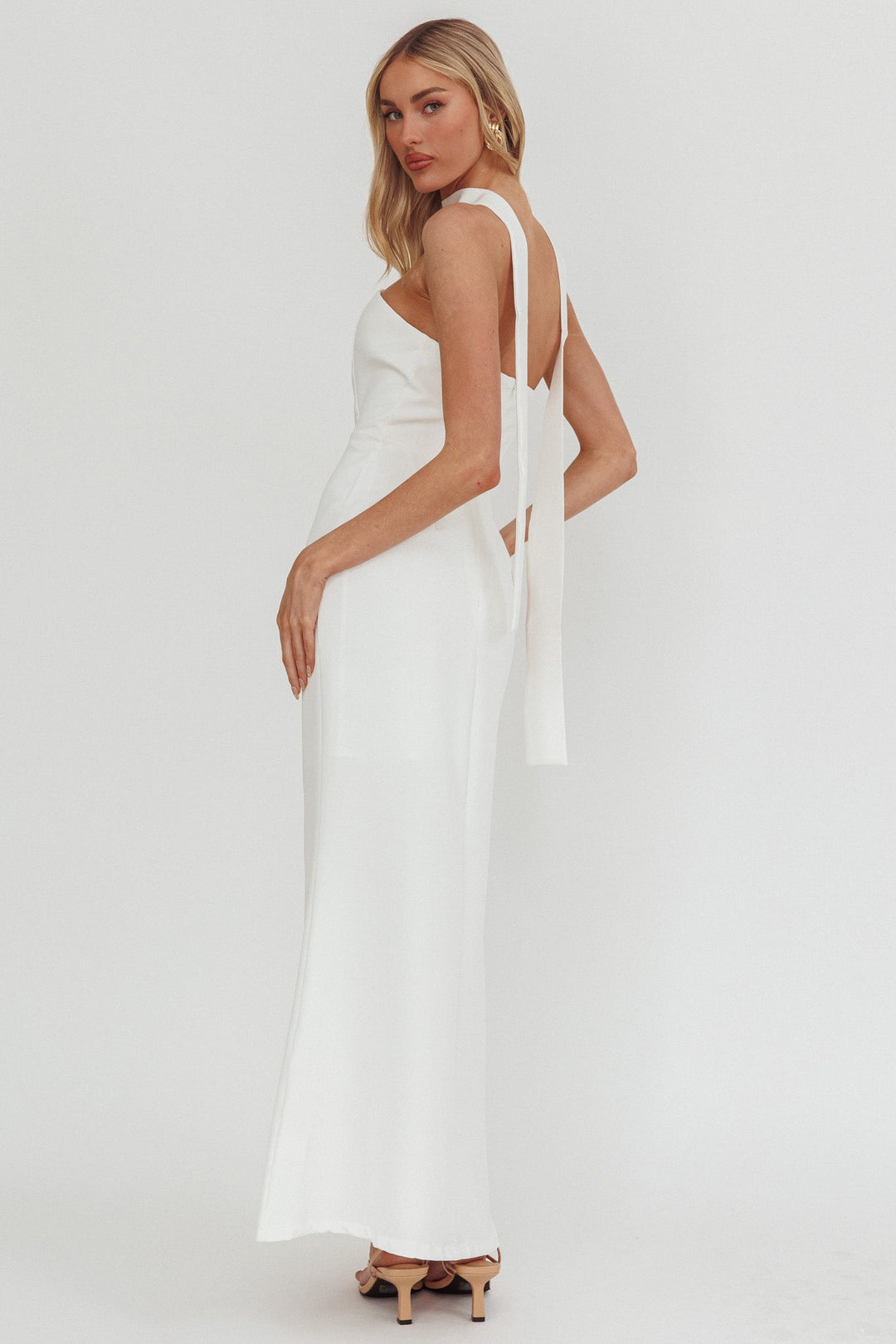 Selora Ruffle Maxi Dress White