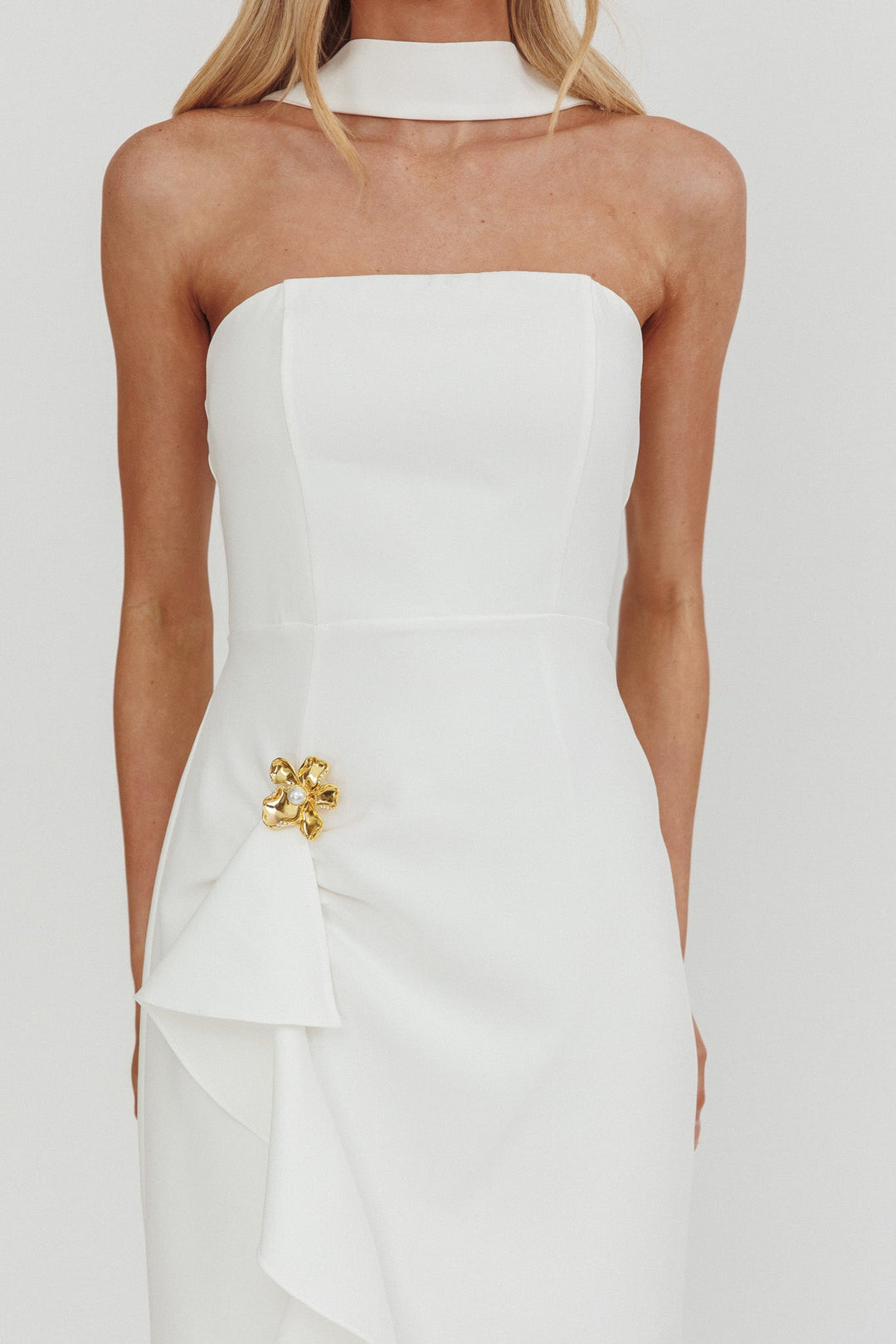 Selora Ruffle Maxi Dress White