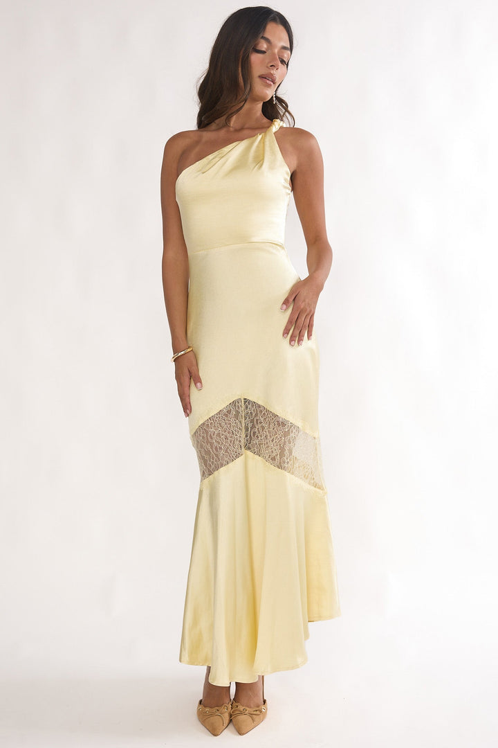 Avielle Lace One Shoulder Maxi Dress Butter