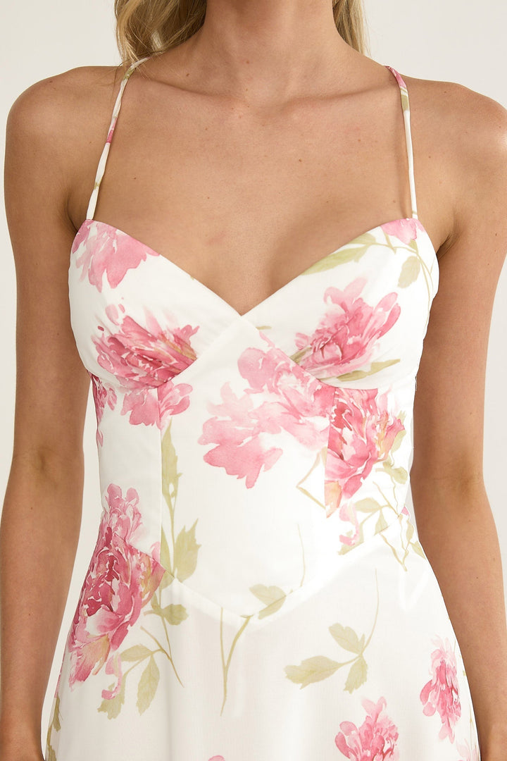 Charlisa Ruffle Maxi Dress Floral White