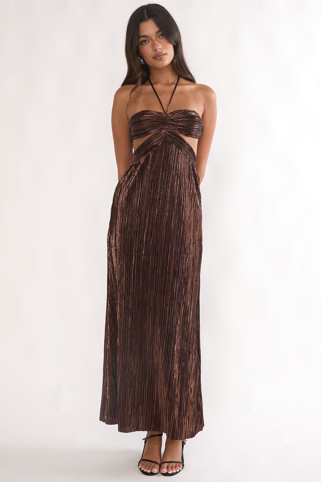 Isle Cut-Out Halter Maxi Dress Gold