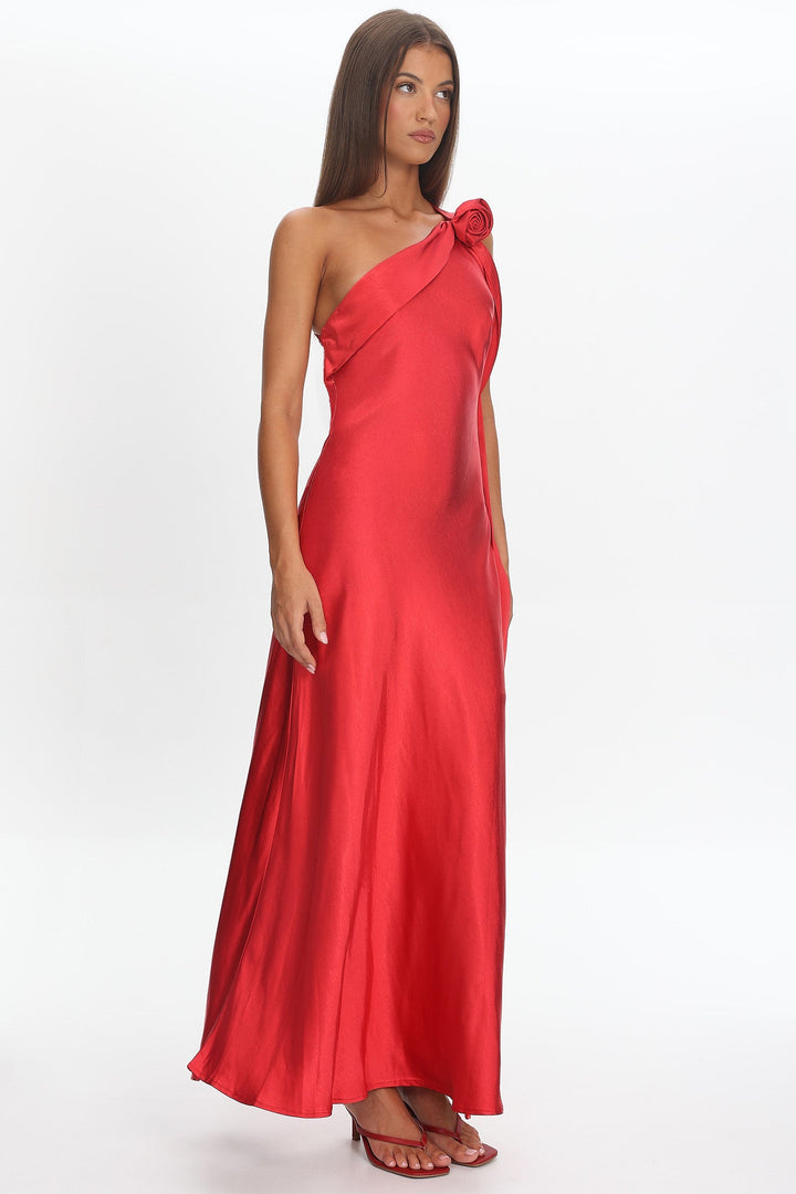 Starfall Rosette Maxi Dress Red