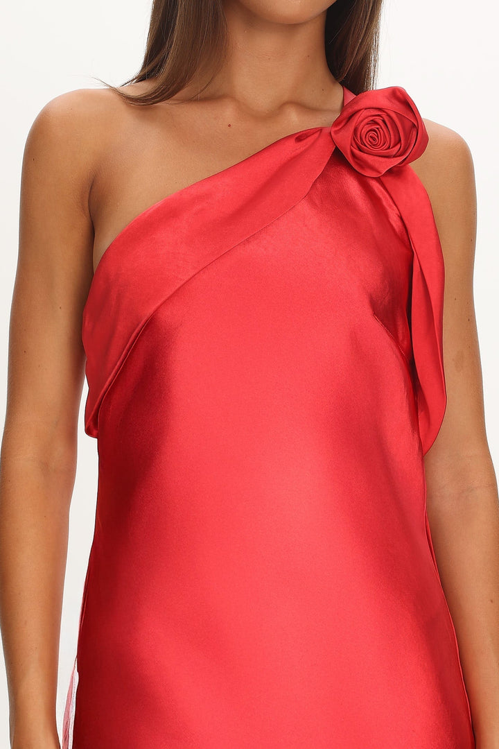 Starfall Rosette Maxi Dress Red