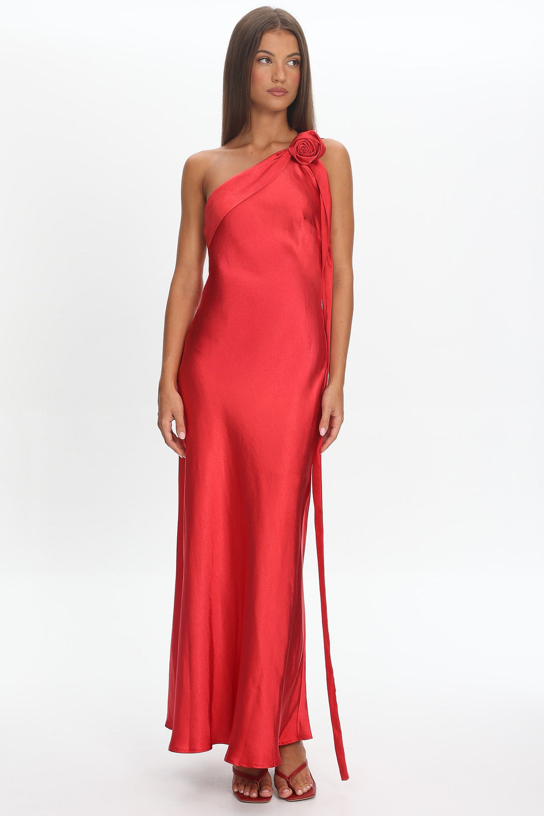 Starfall Rosette Maxi Dress Red