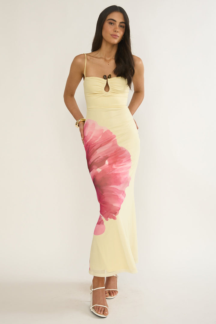 Moonlit Asymmetry Maxi Dress Floral