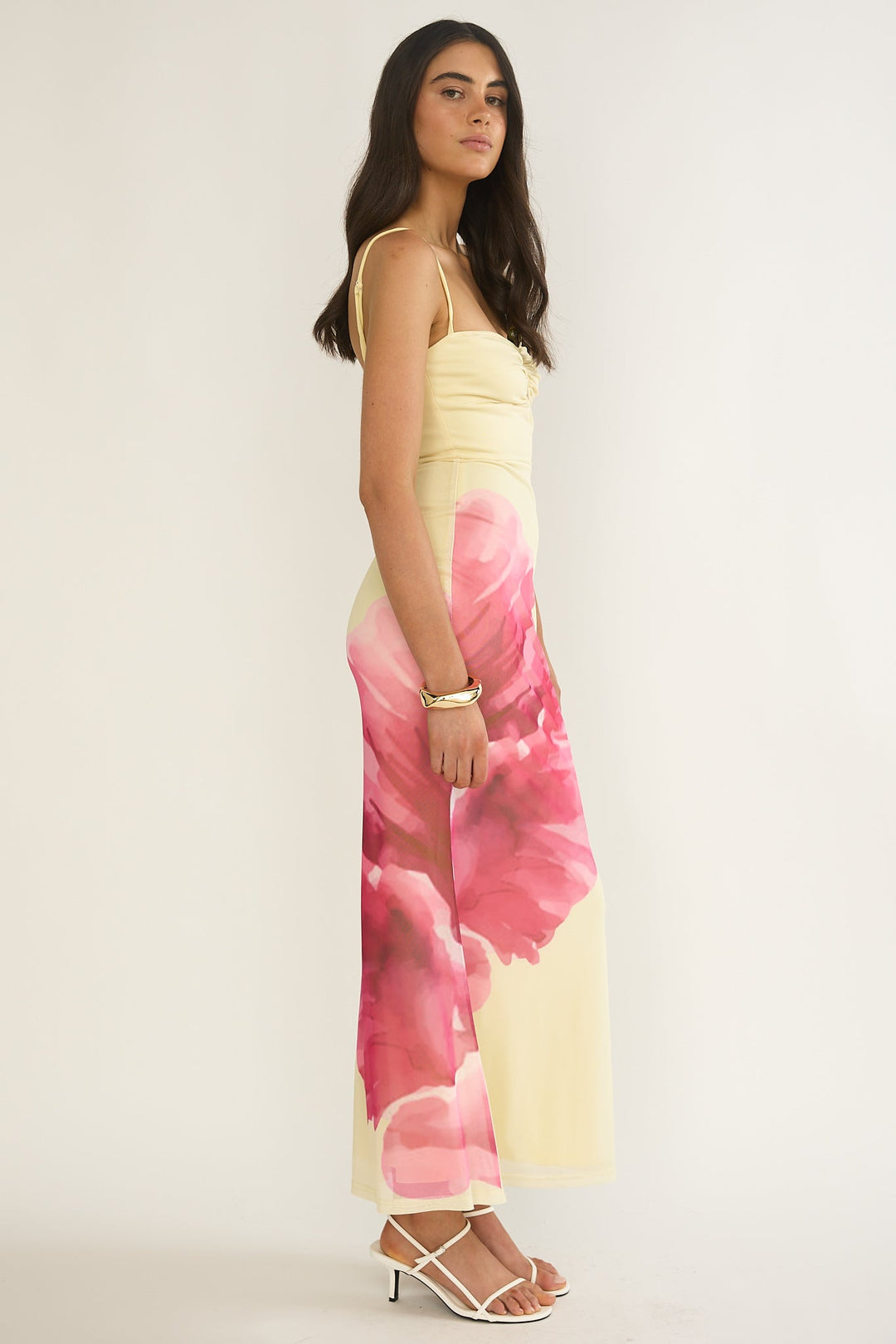 Moonlit Asymmetry Maxi Dress Floral