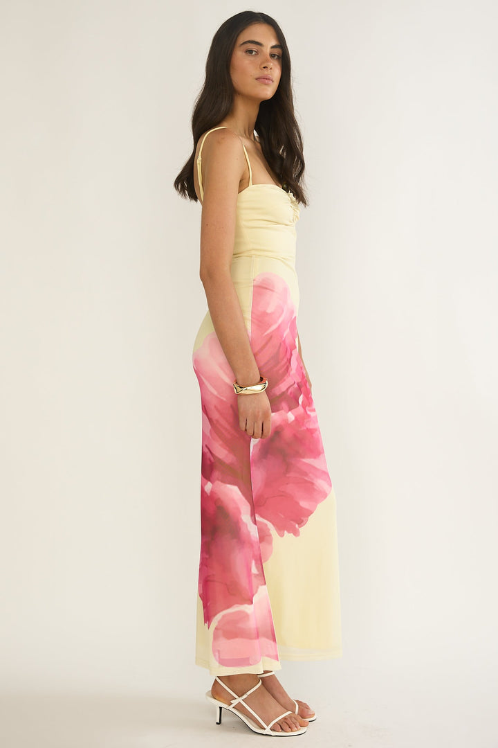 Moonlit Asymmetry Maxi Dress Floral