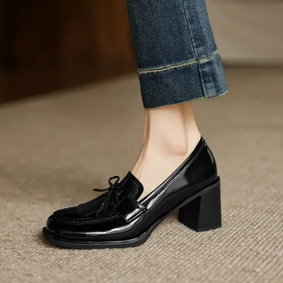Women's Tassel Loafer Pumps | Round Toe Block Heel Loafers
