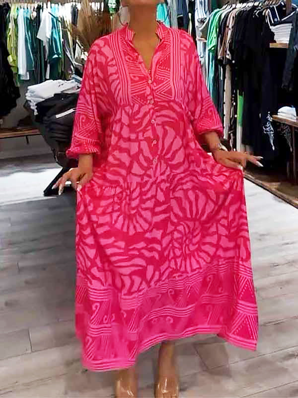 Women's Flowing V-Neck Maxi Dress | Loose Fit Summer Vacation Dress