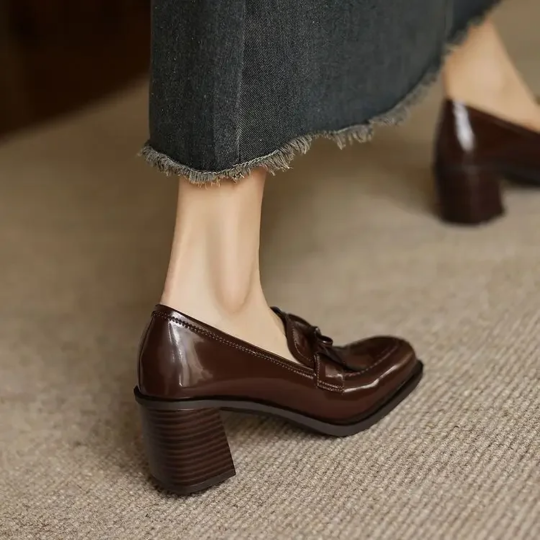 Women's Tassel Loafer Pumps | Round Toe Block Heel Loafers