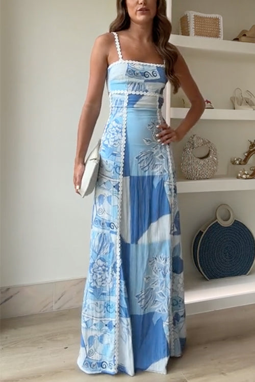 Women's Draped Maxi Dress | Elegant Light Blue Wedding Guest Gown