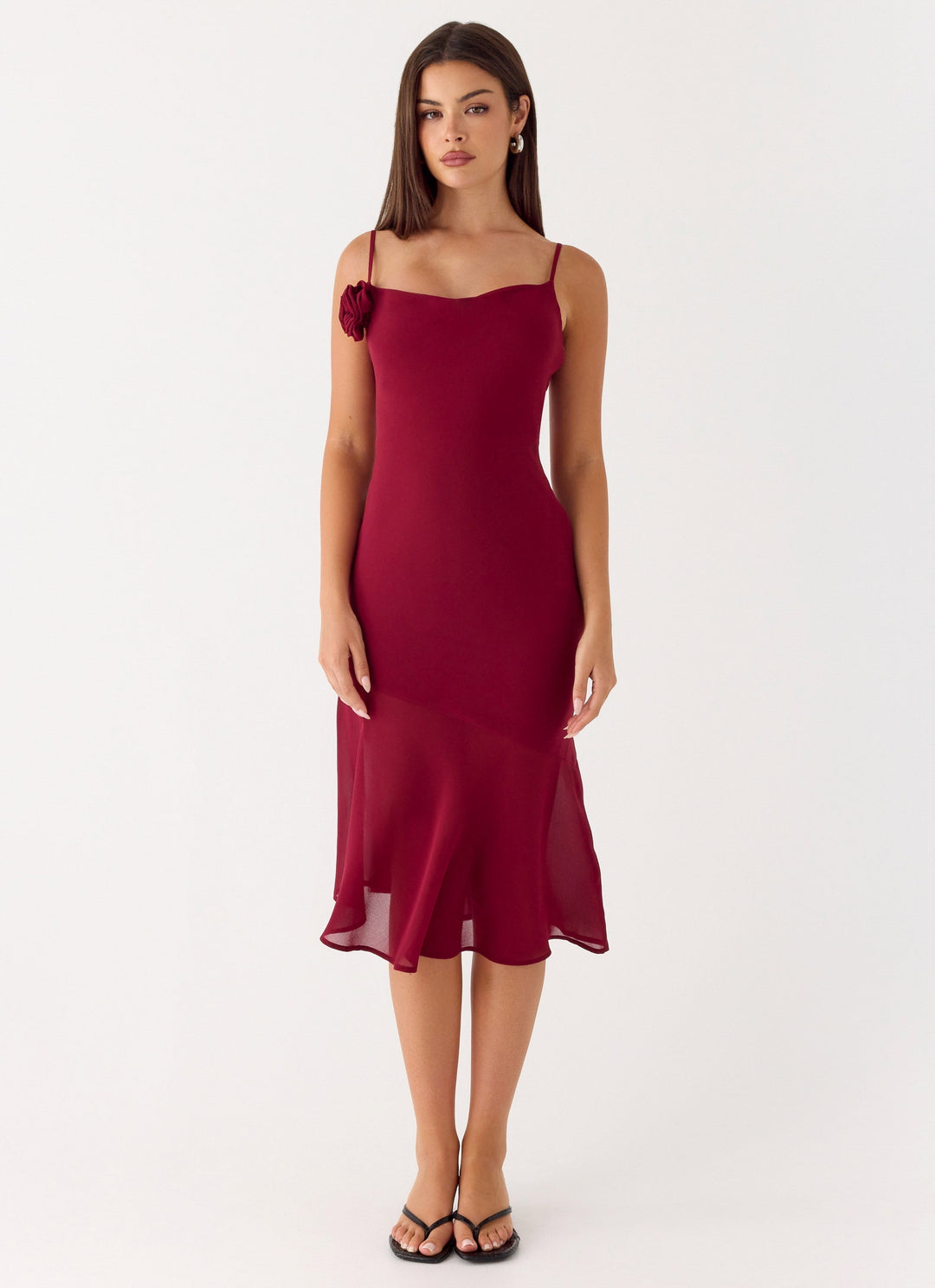 Anne Midi Dress Deep Red