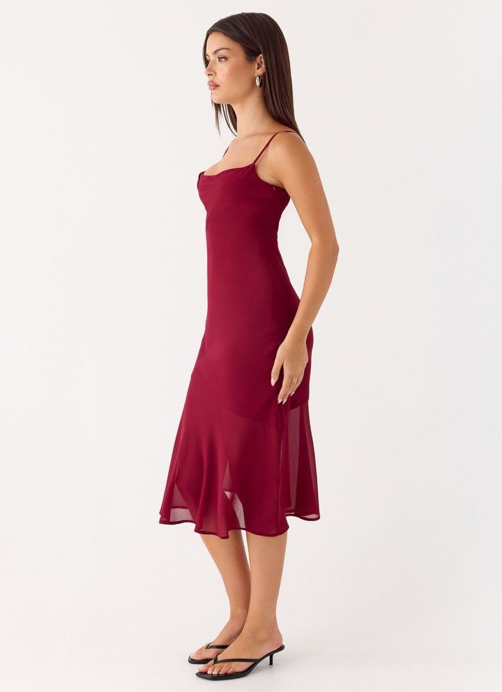 Anne Midi Dress Deep Red