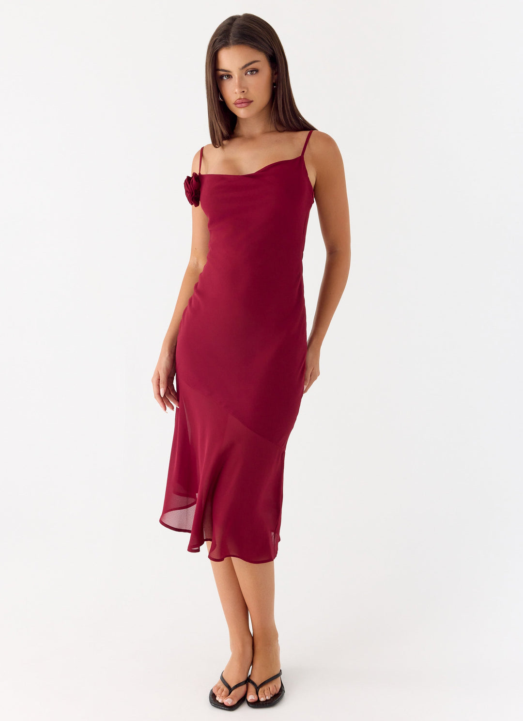 Anne Midi Dress Deep Red
