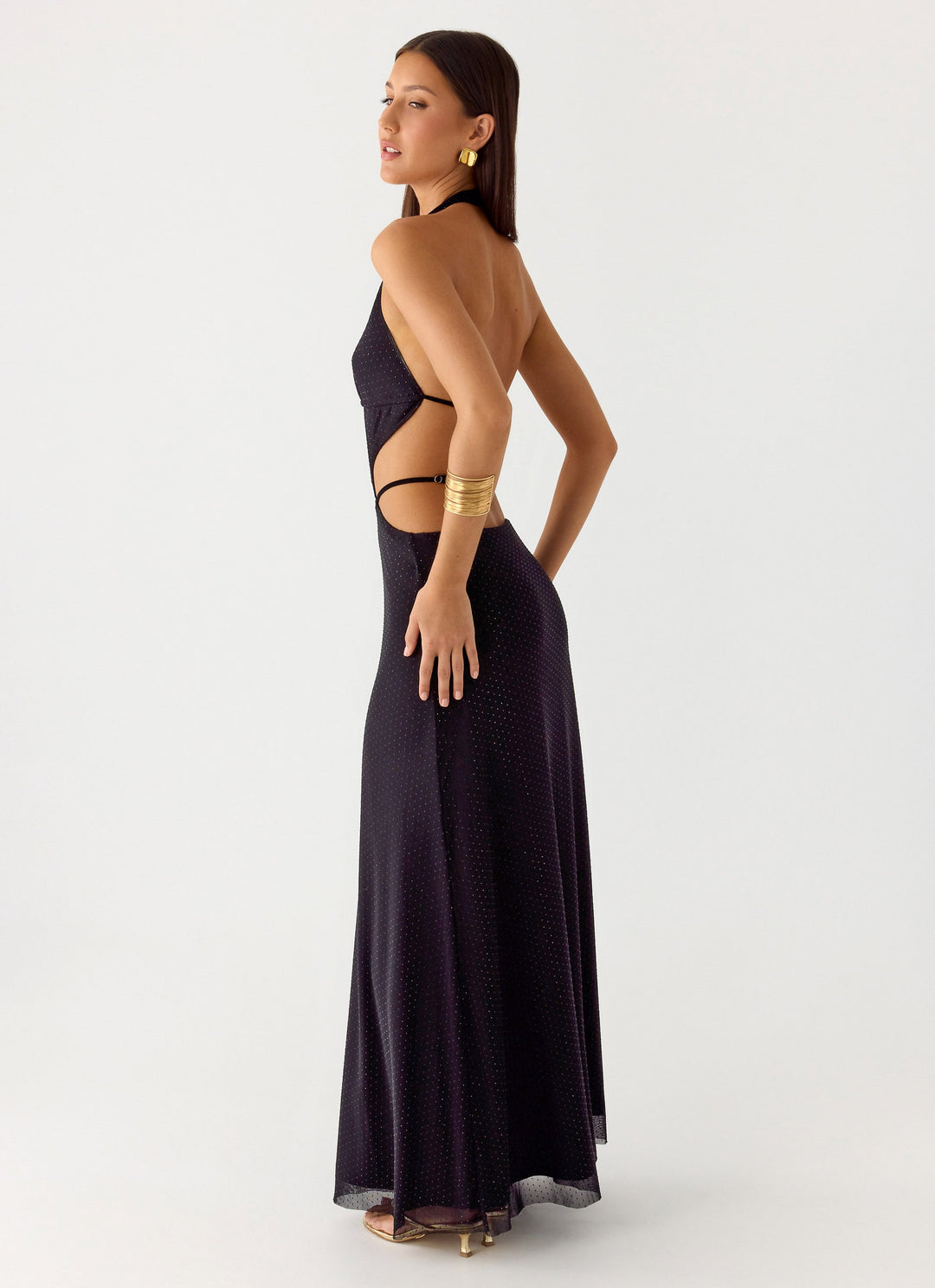 Astraeus Beaded Sequin Maxi Dress Black