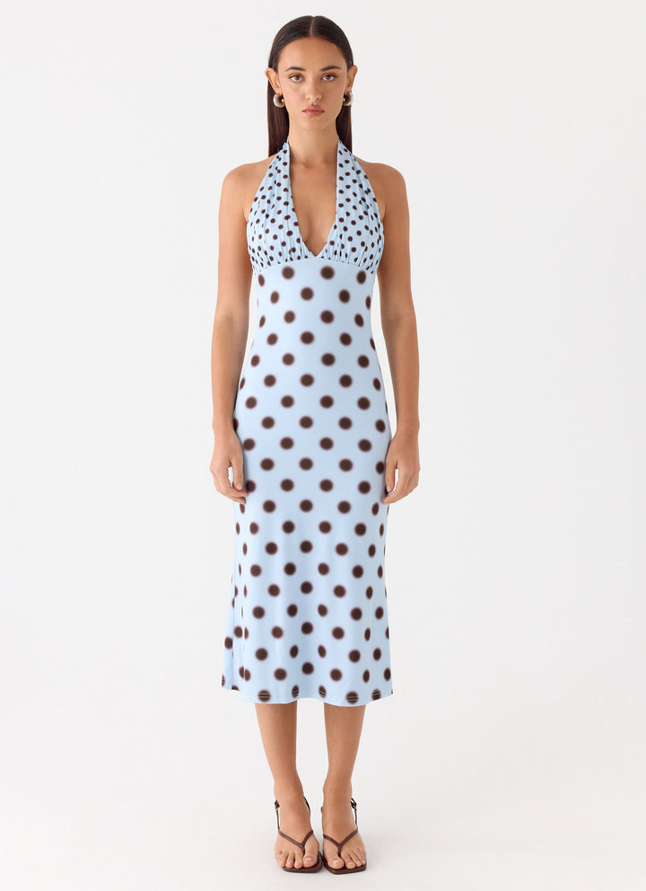 Awuku Midi Dress Blue Mocha Dot