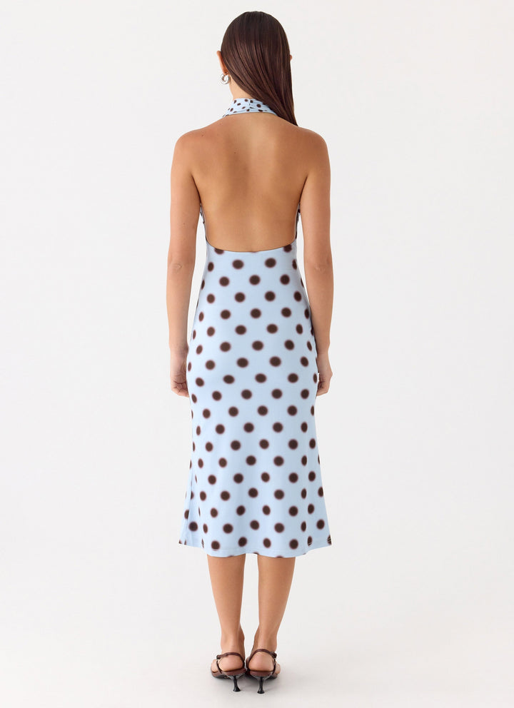 Awuku Midi Dress Blue Mocha Dot