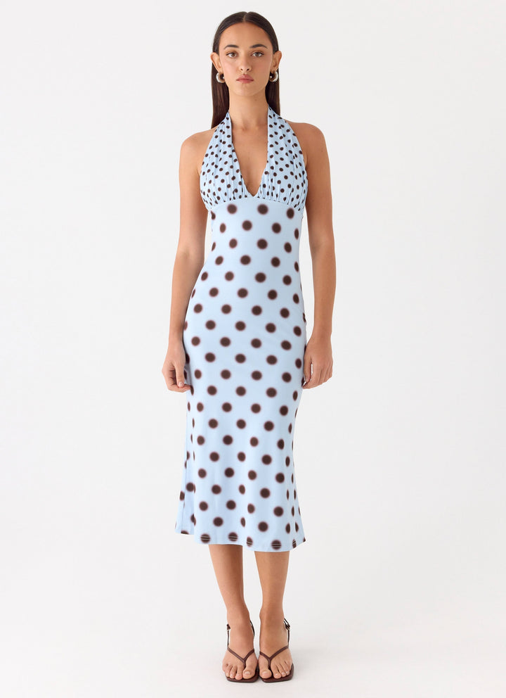 Awuku Midi Dress Blue Mocha Dot