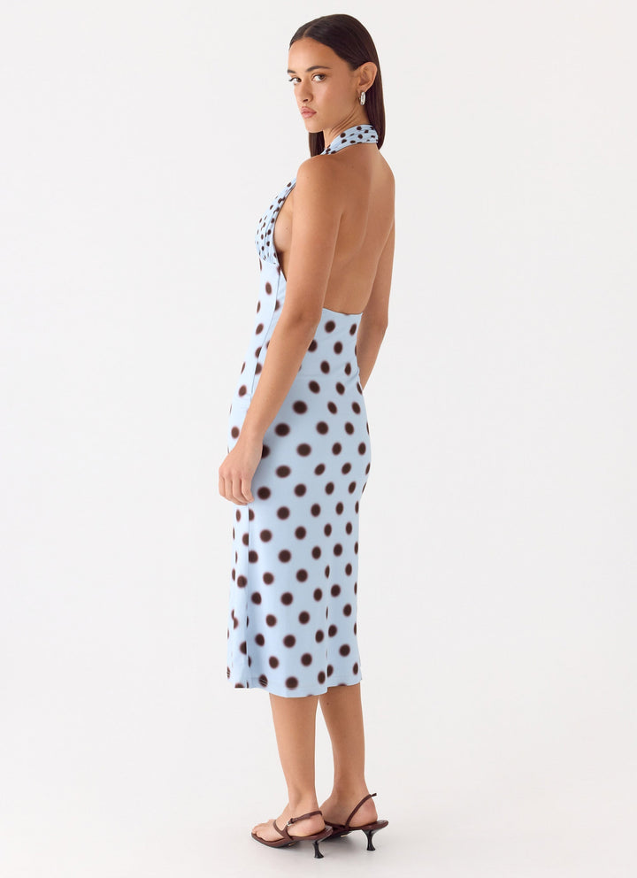 Awuku Midi Dress Blue Mocha Dot