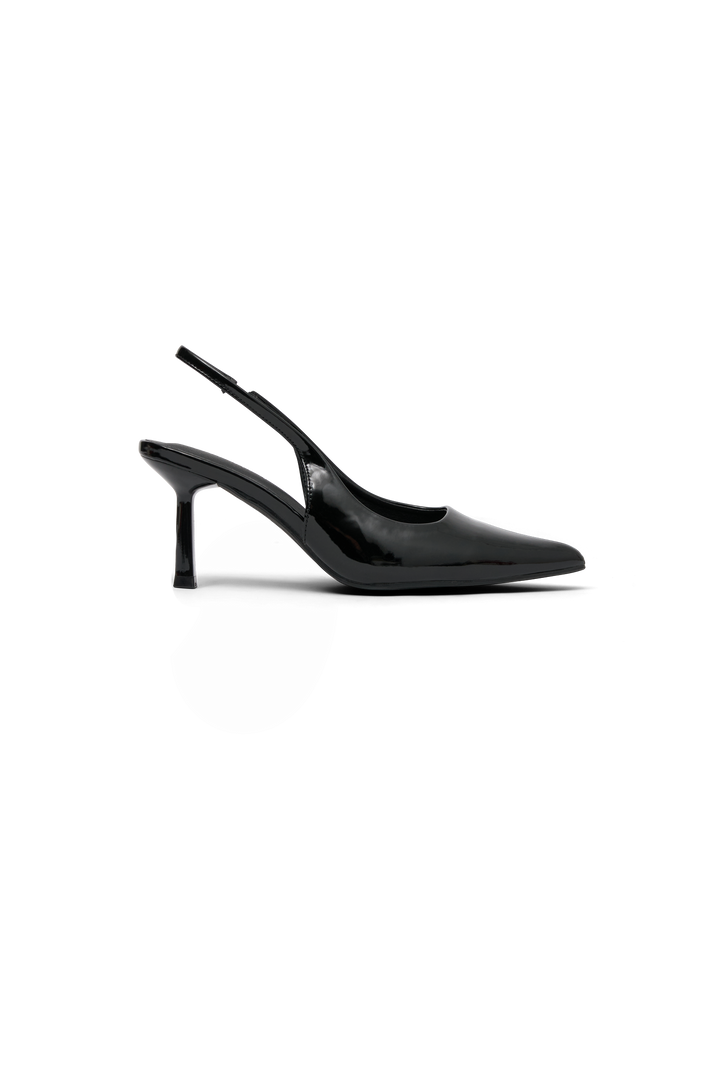 Dasha Patent Slingback Heels – Black