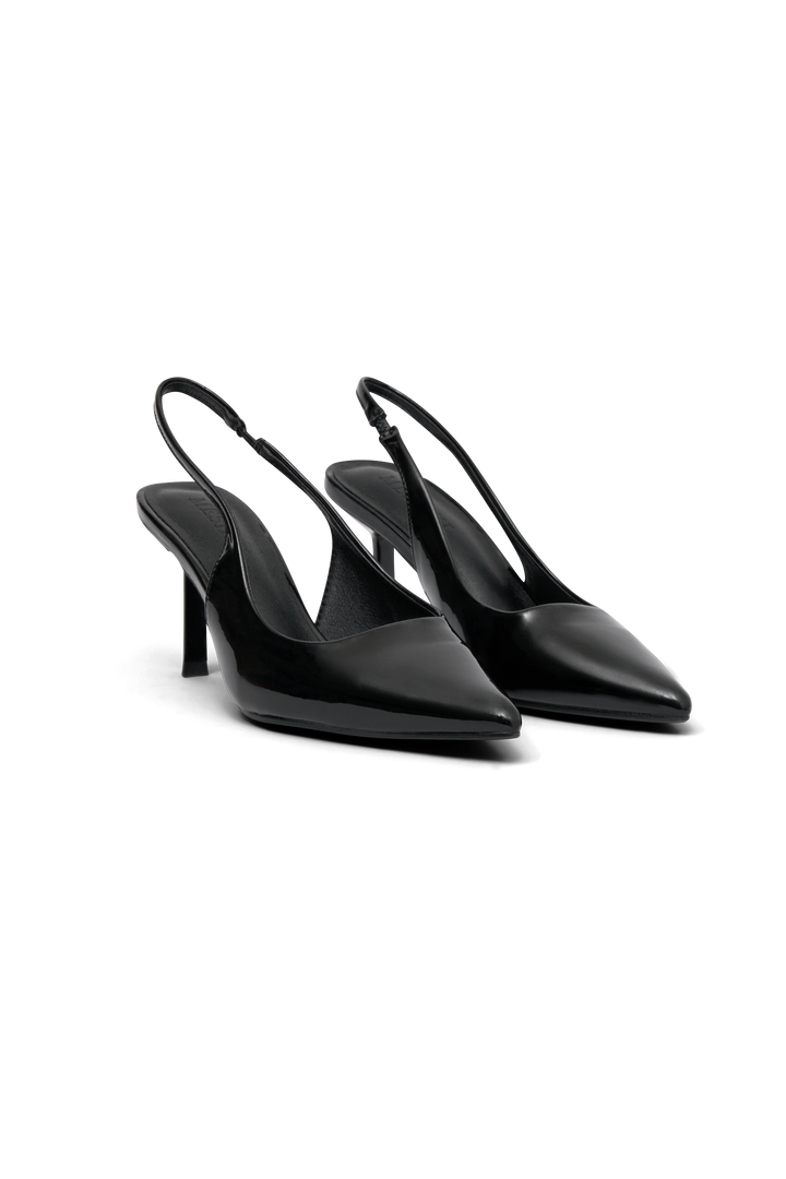 Dasha Patent Slingback Heels – Black