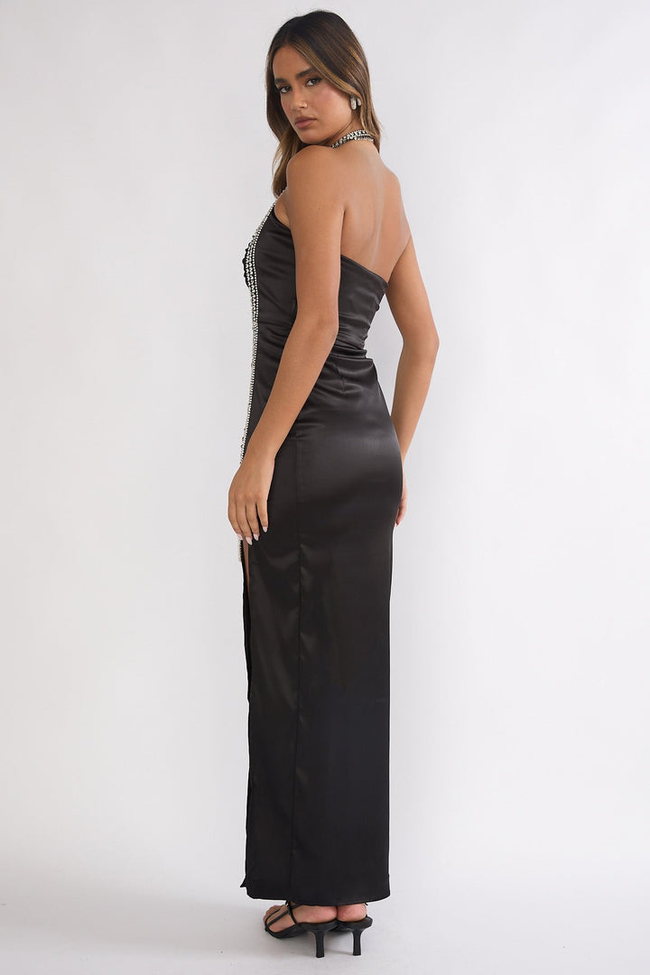 Glitterati Halter Maxi Dress Black