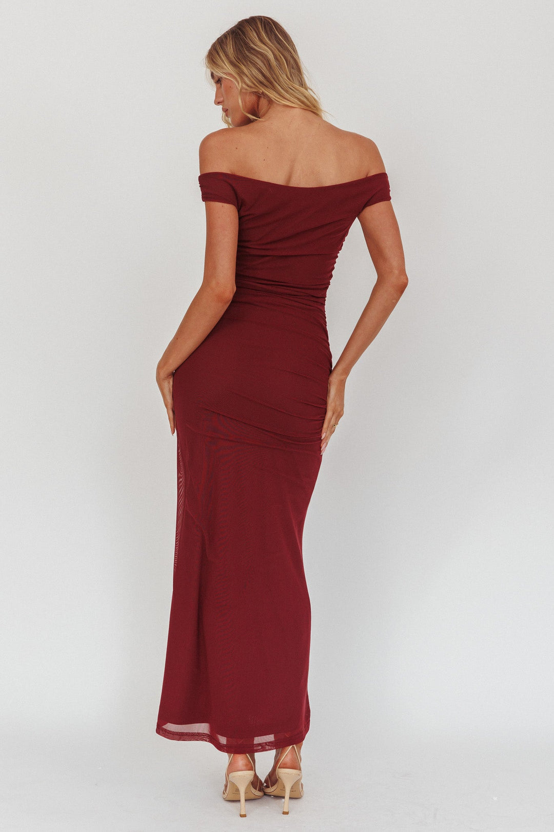Bloom Mesh Midi Dress Wine
