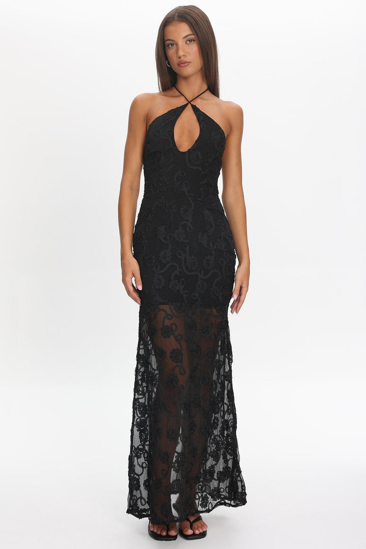 One Night Embellished Maxi Dress Black