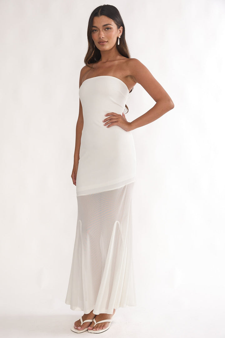 Calluna Strapless Maxi Dress White