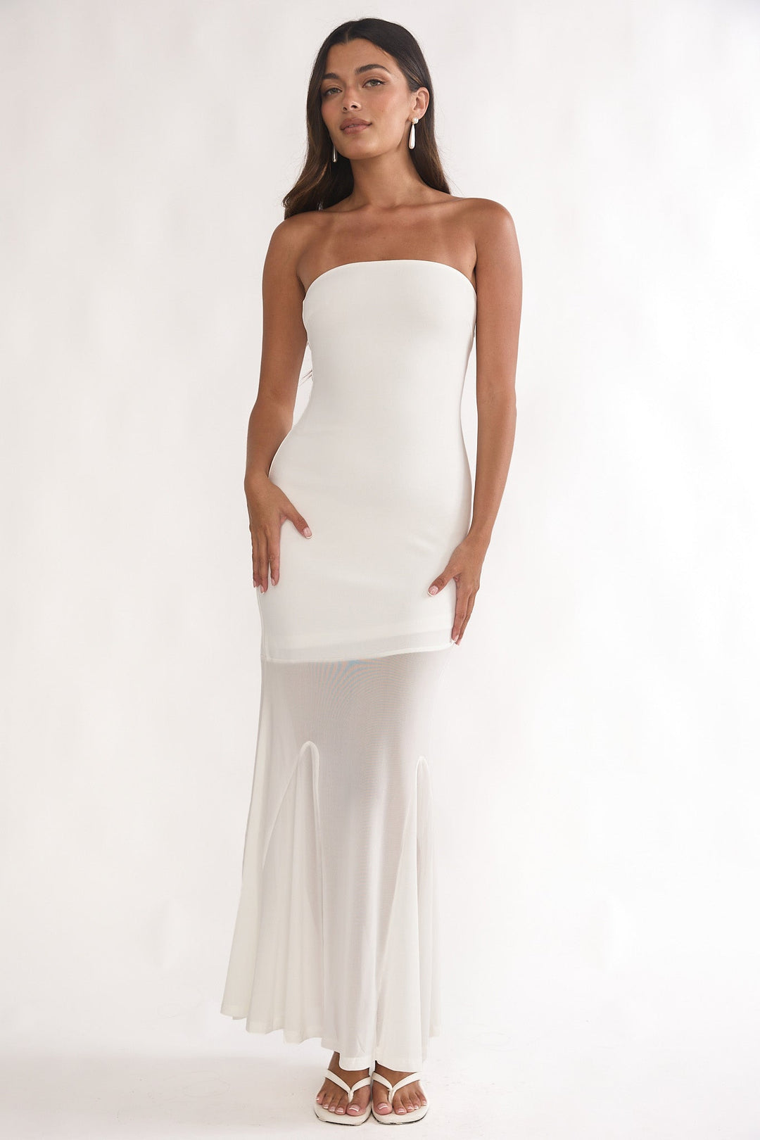 Calluna Strapless Maxi Dress White