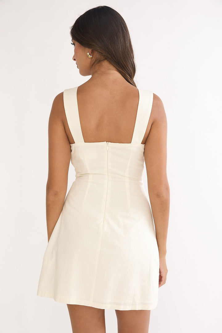 Knowing Bead Neck Mini Dress Cream