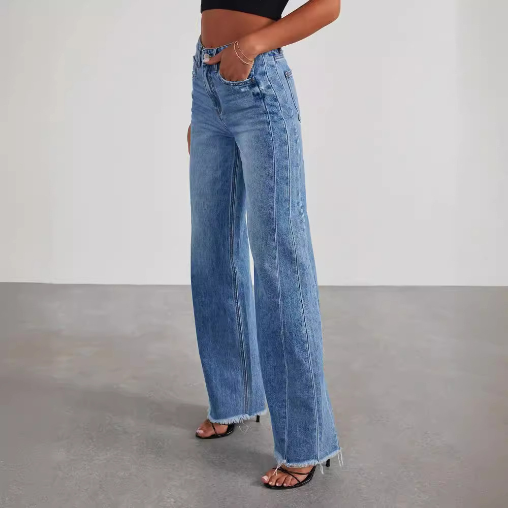 Women's High-Waist Denim Jeans | Casual Wide-Leg Relaxed Jeans
