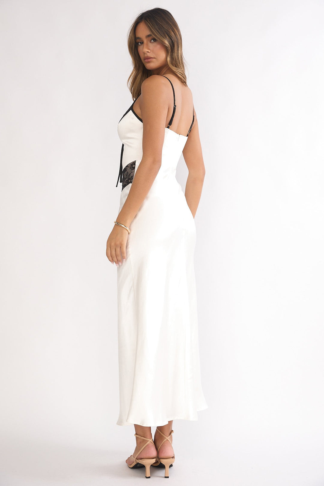 Luna Lace Trim Maxi Dress Oyster
