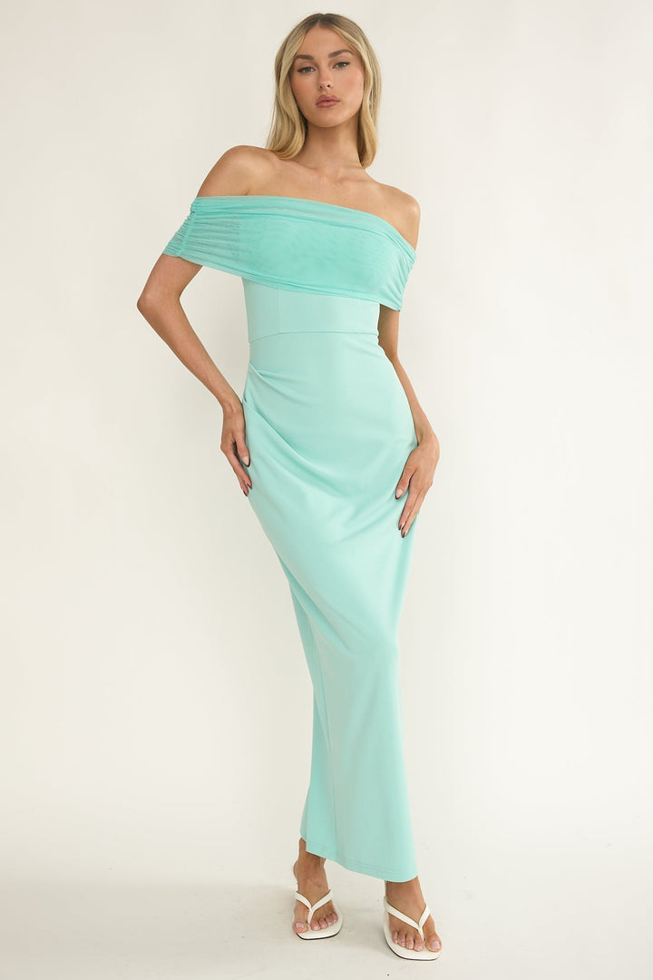 Love Languages Off Shoulder Maxi Dress Mint