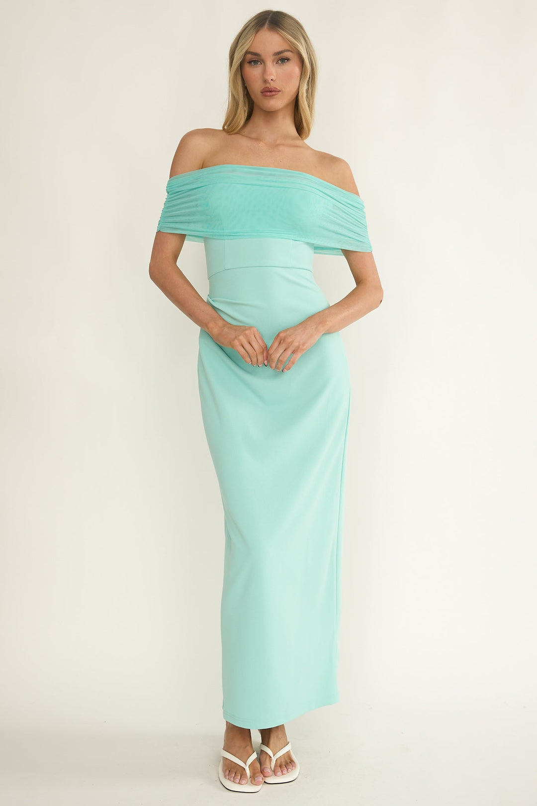 Love Languages Off Shoulder Maxi Dress Mint