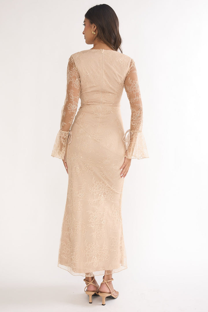 Lysandra Lace Maxi Dress Beige