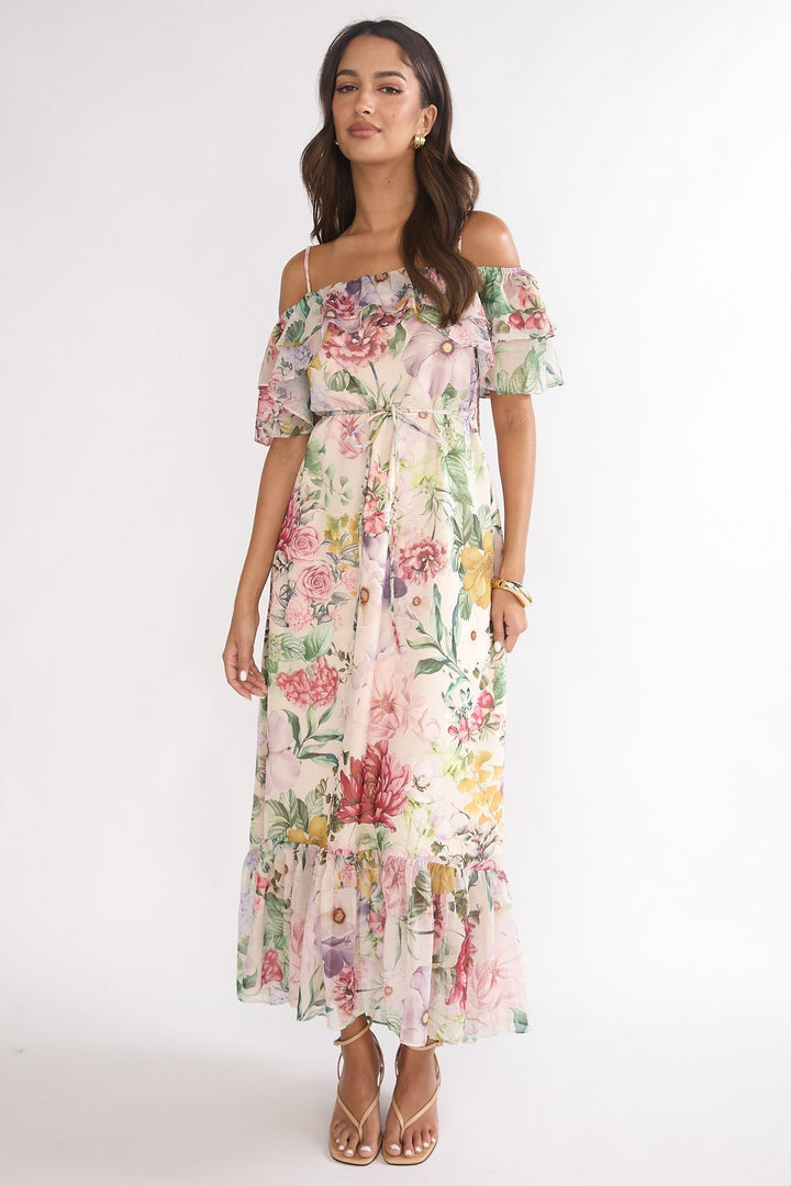 Ivelle Ruffle Maxi Dress Floral
